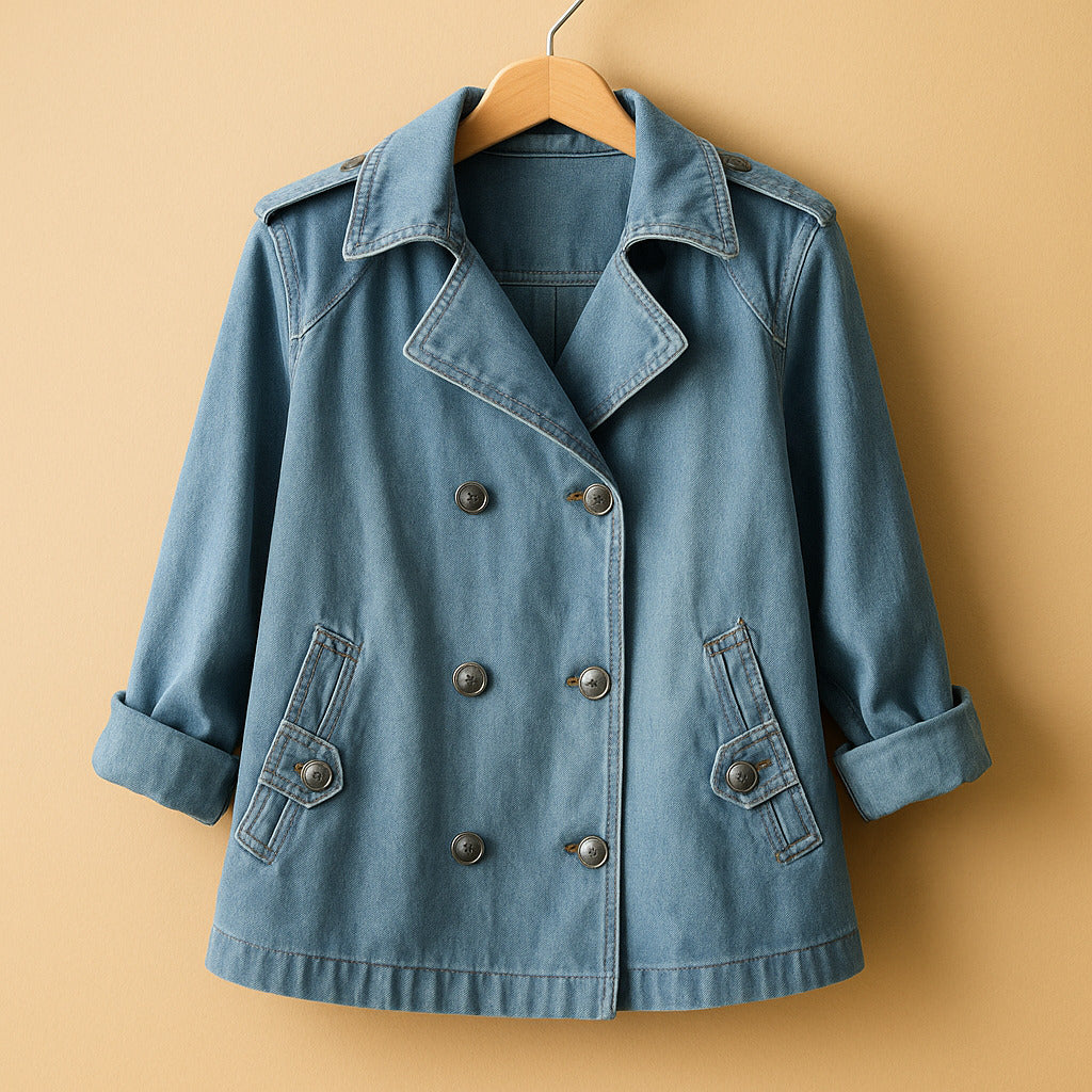 Giulia Cotton Denim Peacoat