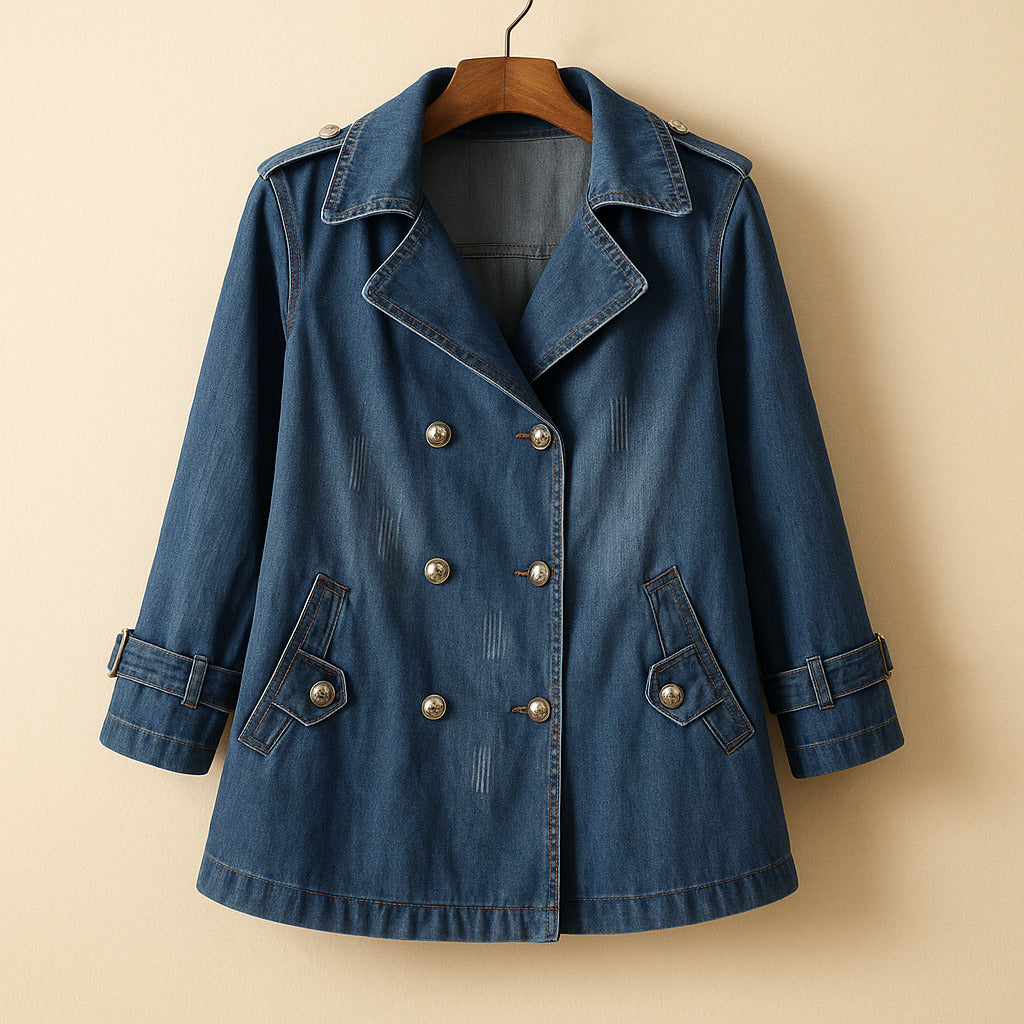 Giulia Cotton Denim Peacoat