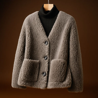 Aurora Shearling Button Jacket