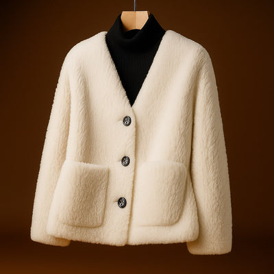 Aurora Shearling Button Jacket