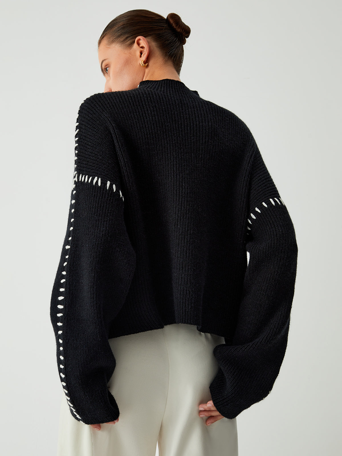 Alma - Piqué Detail Roll Neck Sweater