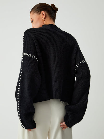 Alma - Piqué Detail Roll Neck Sweater