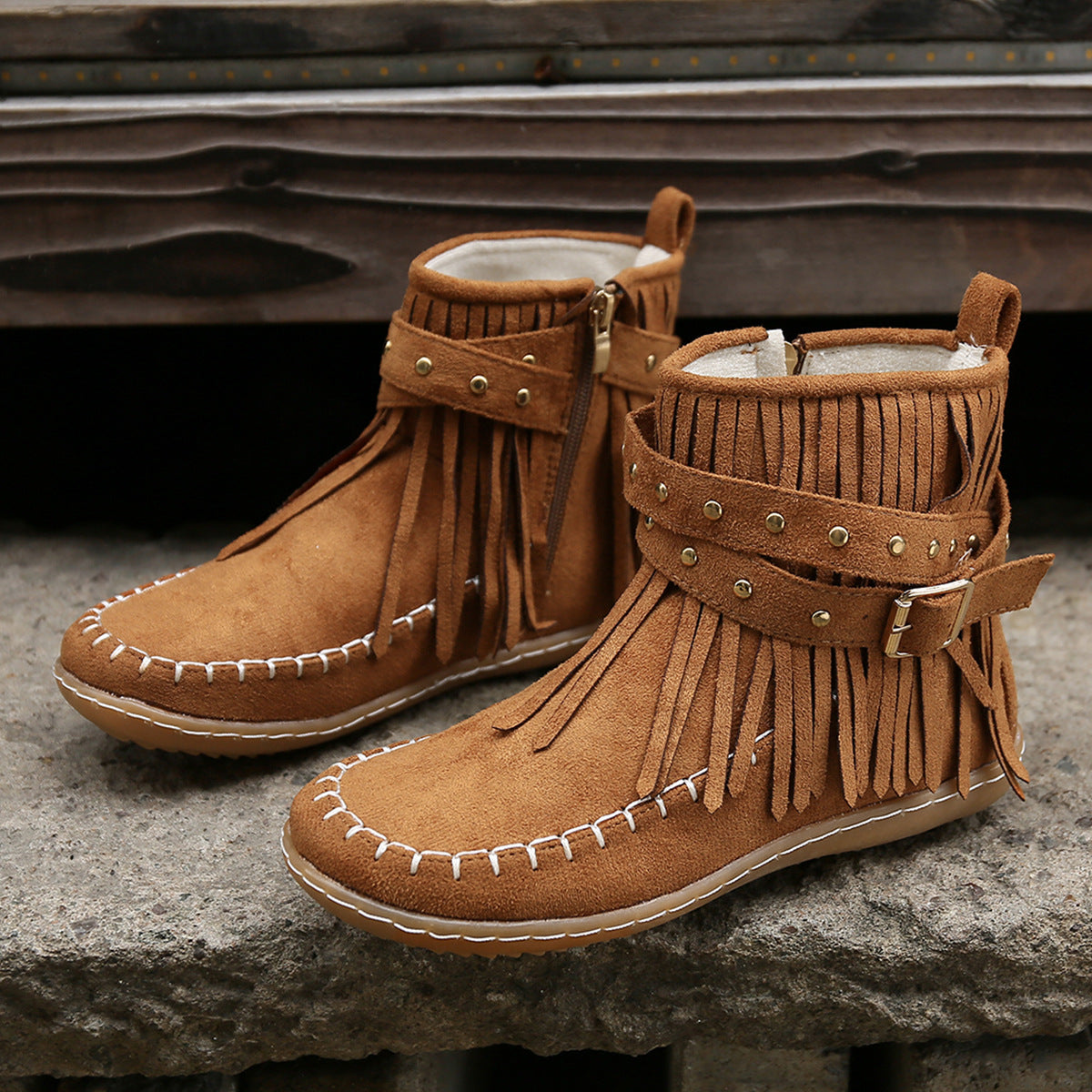 Esmeralda Fringe Vegan Leather Boots