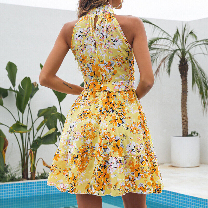 Flavia Floral Halter Dress