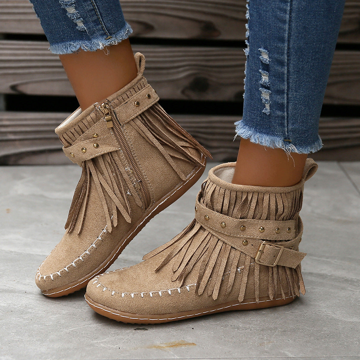 Esmeralda Fringe Vegan Leather Boots