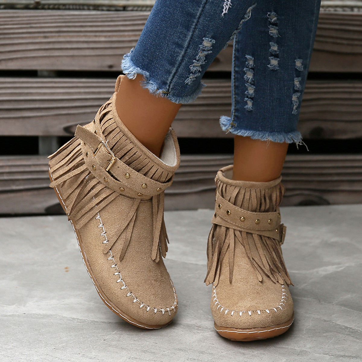 Esmeralda Fringe Vegan Leather Boots