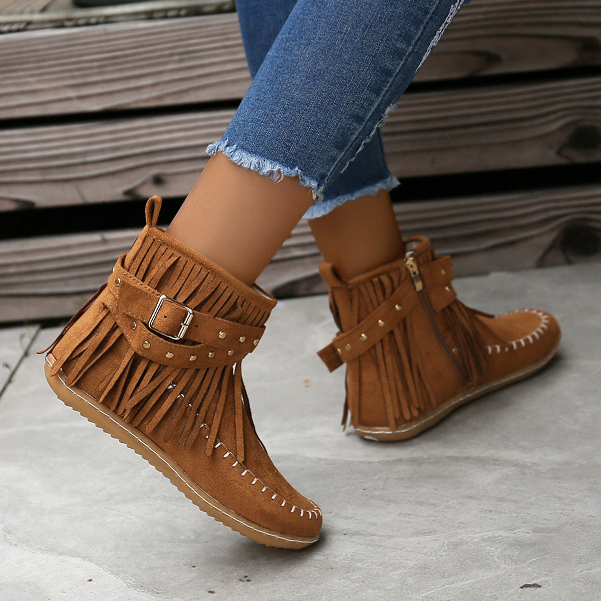 Esmeralda Fringe Vegan Leather Boots