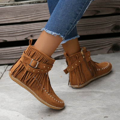 Esmeralda Fringe Vegan Leather Boots
