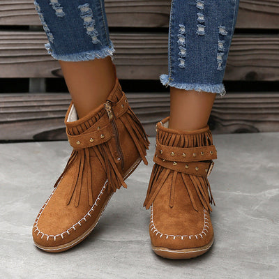 Esmeralda Fringe Vegan Leather Boots