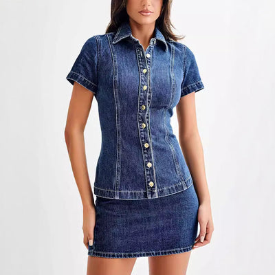 Caterina Denim Two-Piece Set