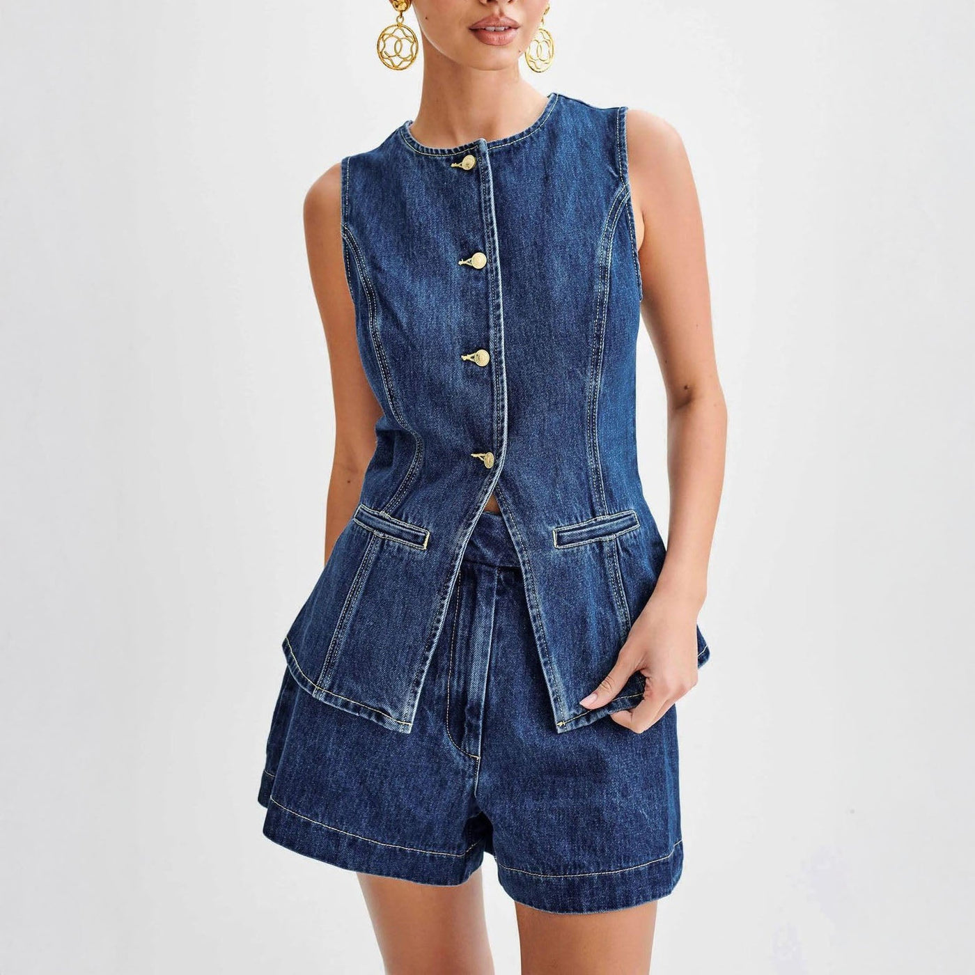 Carina Denim Two-Piece Set