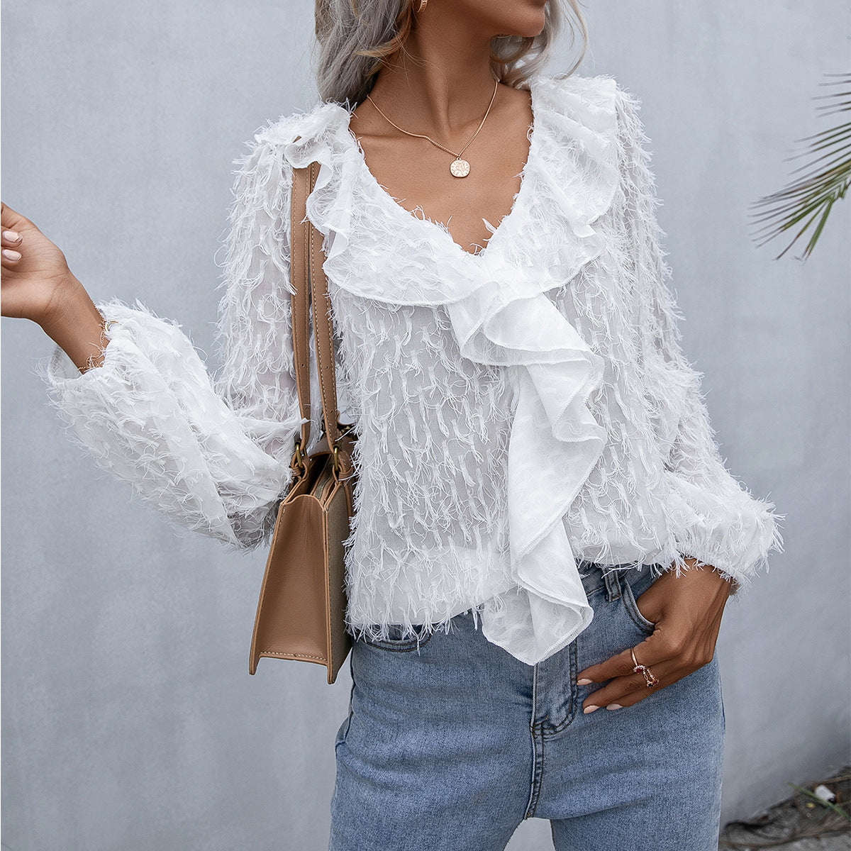 Fleur Feathered Ruffle Top
