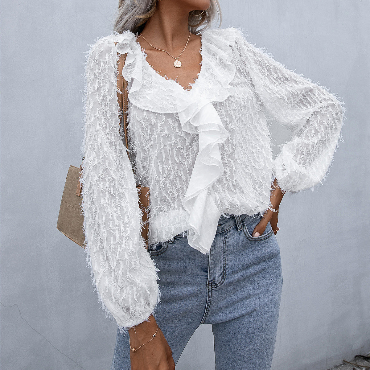 Fleur Feathered Ruffle Top