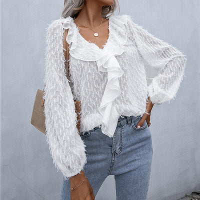 Fleur Feathered Ruffle Top