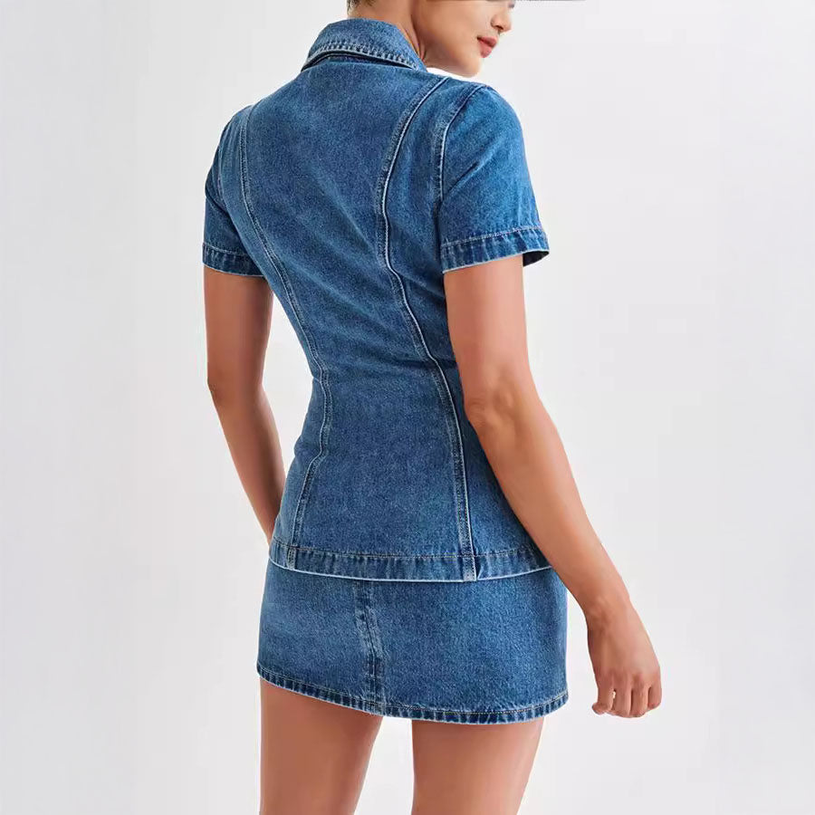 Caterina Denim Two-Piece Set