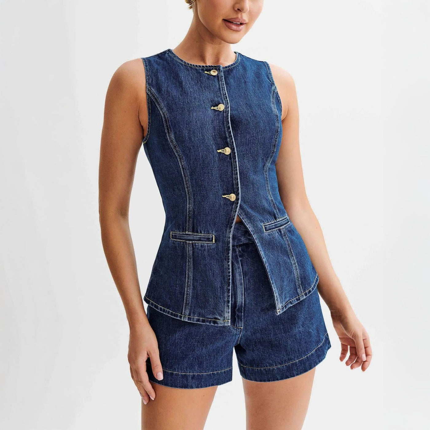 Carina Denim Two-Piece Set