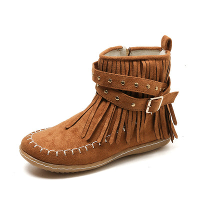 Esmeralda Fringe Vegan Leather Boots