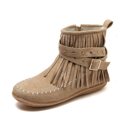 Esmeralda Fringe Vegan Leather Boots