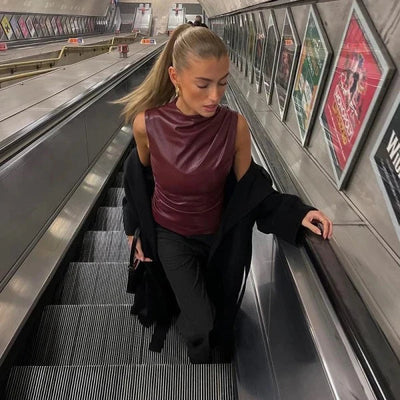 Trixie - Luxe Slim-fit Leather Top