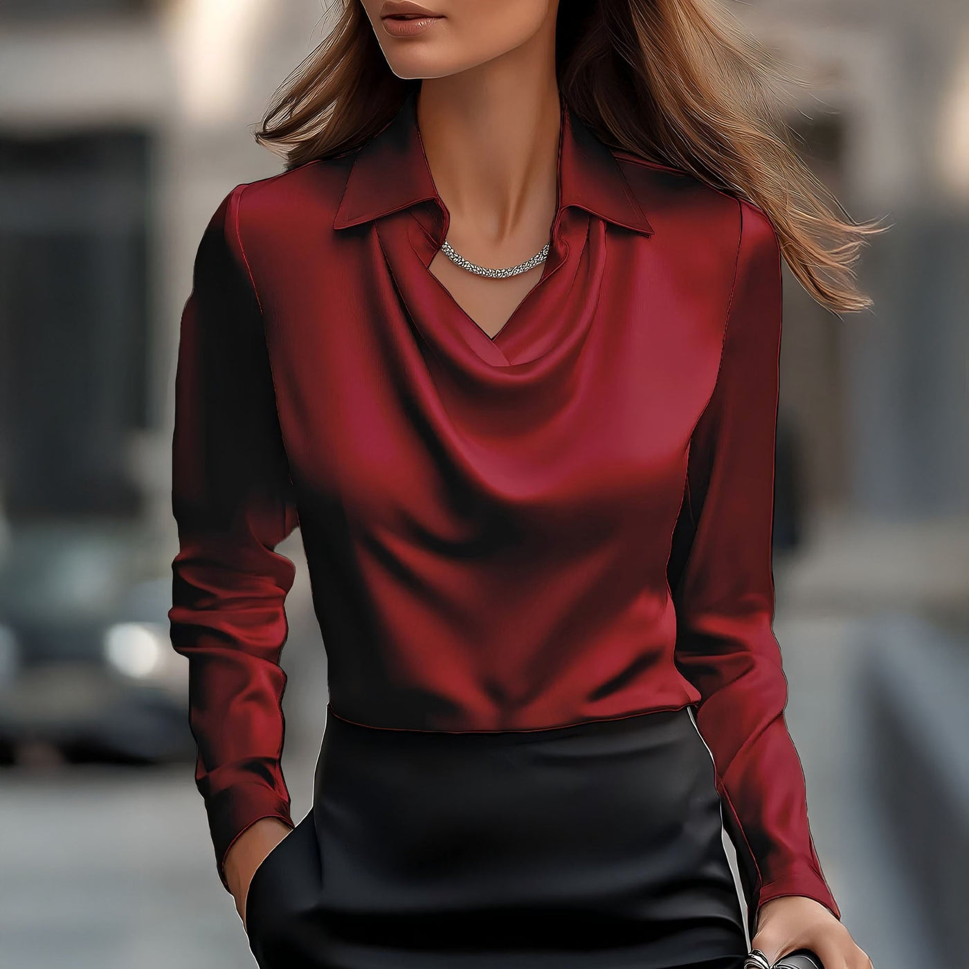 Bellissa Satin Drape Blouse