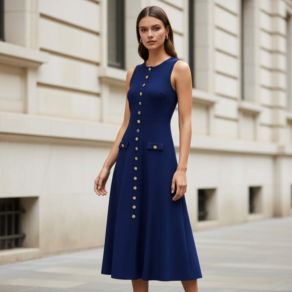 Maxim| Knitted Maxi Dress with Round Neck