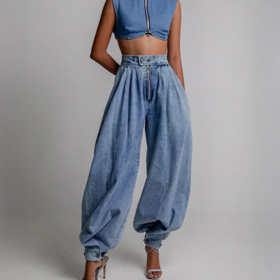 Giulia Balloon-Leg Denim Trousers