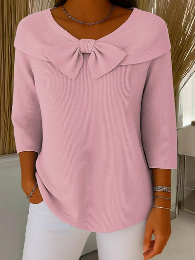 Serenna – Women's-Sweater with Bow and Round Neckline
