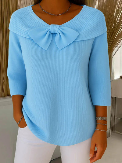 Serenna – Women's-Sweater with Bow and Round Neckline